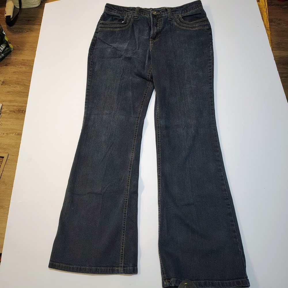 Bandolino Blue Women's Dark Wash Bootcut Jeans Size 12 Embroidered Pockets